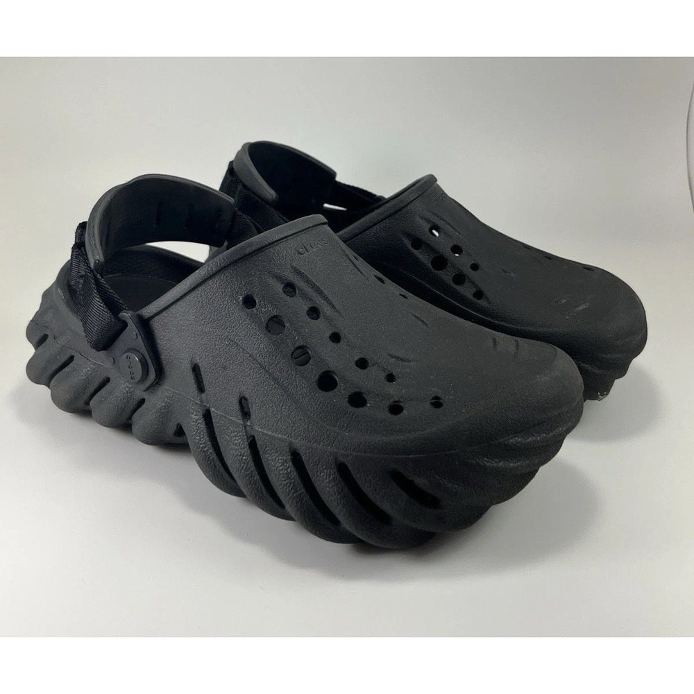 Crocs Echo Clog M 4 W 6 Black Streetwear Hype All Terrain Sandals Water Shoes